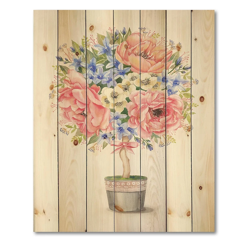 Designart - Flower Tree In A Pot With A Bow