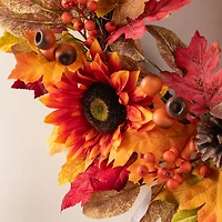 Glitzhome® 24" Fall Sunflower, Pinecone and Berry Wreath