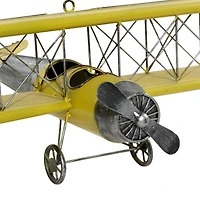Yellow Retro Airplane Hanging Airplane Accent