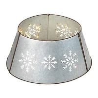 Glitzhome® Silver 26" LED Snowflake Cutout Metal Tree Collar