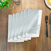 Merry Christmas Snowflake Pattern 10" x 10" Cotton Twill Napkin