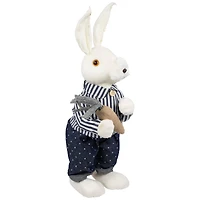 19" Navy Blue Standing Boy Bunny with Carrot Easter Figure