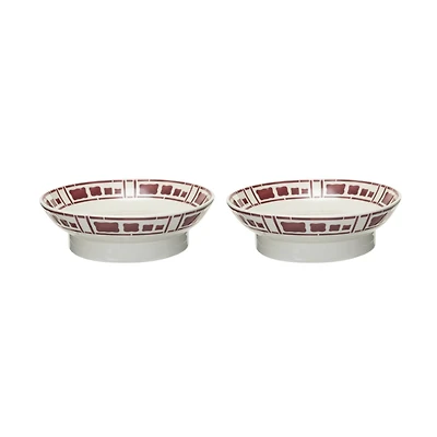 Hello Honey® 8.5" White & Rust Ceramic Footed Bowls, 2ct.