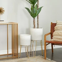 White Metal Modern Planter Set