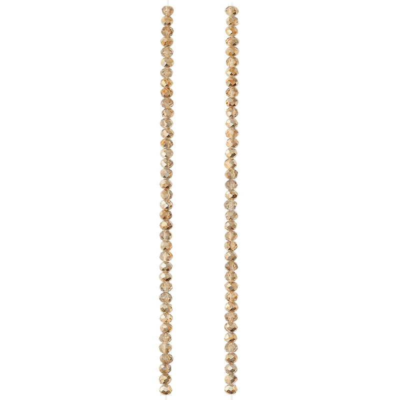 Amber Small Glass Faceted Rondel Beads, 3mm by Bead Landing™