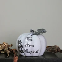 8" White & Black Warm Harvest Pumpkin Tabletop Décor