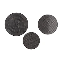 Black Aluminum Carved Designs Plate Wall Decor Set of 3 15", 13", 11"