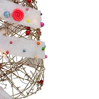 Set of 3 Lighted Champagne Gold Rattan Candy Covered Cone Tree Christmas Yard Art Decorations 39.25"