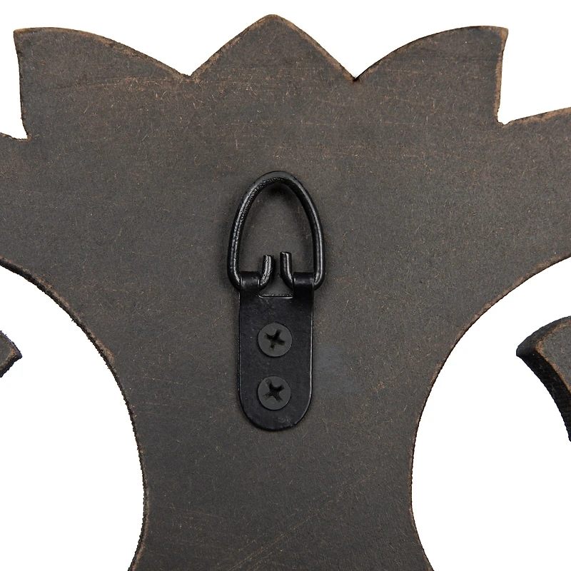 Hello Honey® Walnut Round Carved Botanical Framed Wall Mirror