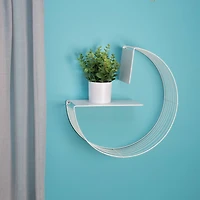 Honey Can Do 18" White Floating Circular Decorative Metal Wall Shelf