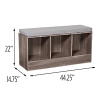 Honey Can Do Farmhouse Gray Entryway Bench with Storage Shelves