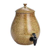 Hello Honey® 5qt. Brown Round Stoneware Beverage Dispenser with Lid