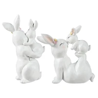 Glitzhome® Set of 2 Easter Resin Bunny Mom and Baby Table Decor