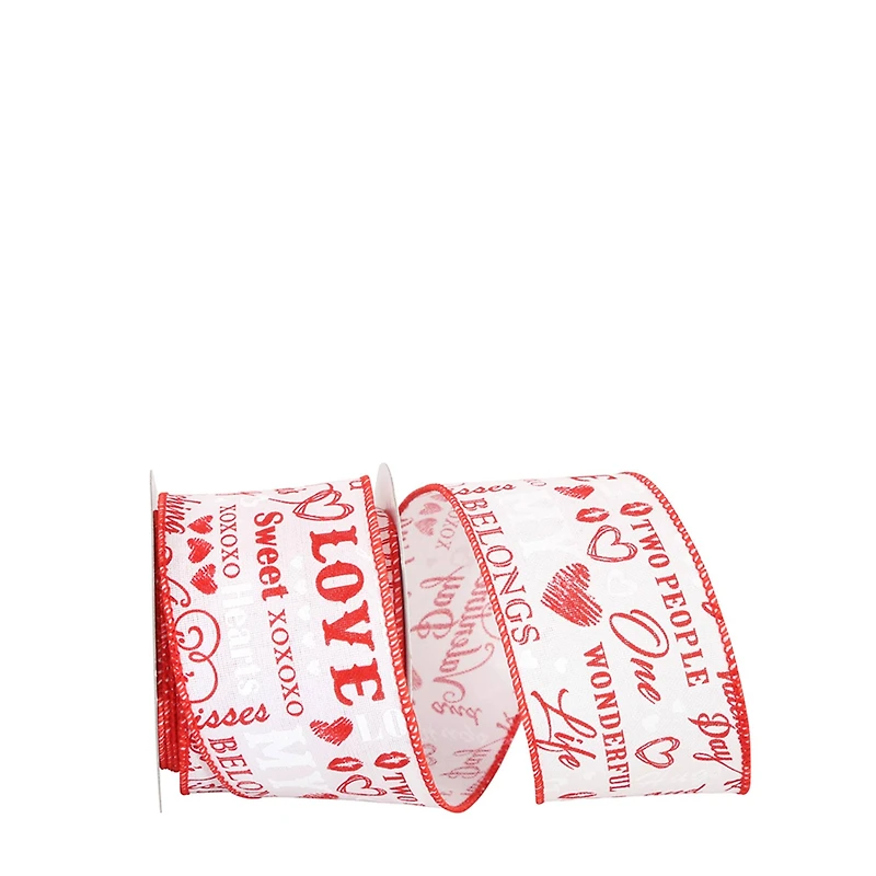 Reliant 2.5" x 10yd. Words of Love Linen Wired Ribbon