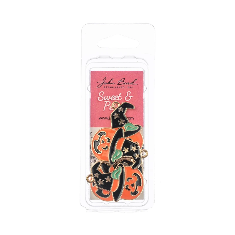 John Bead Sweet & Petite Halloween Small Pumpkin Witch Charms, 4ct.