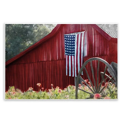 Stupell Industries Red Barn with American Flag Wall Plaque Art