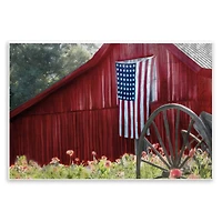 Stupell Industries Red Barn with American Flag Wall Plaque Art
