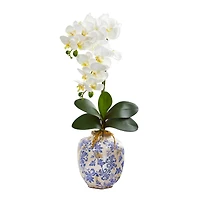 25" Moth Orchid Artificial Arrangement in Floral Vase