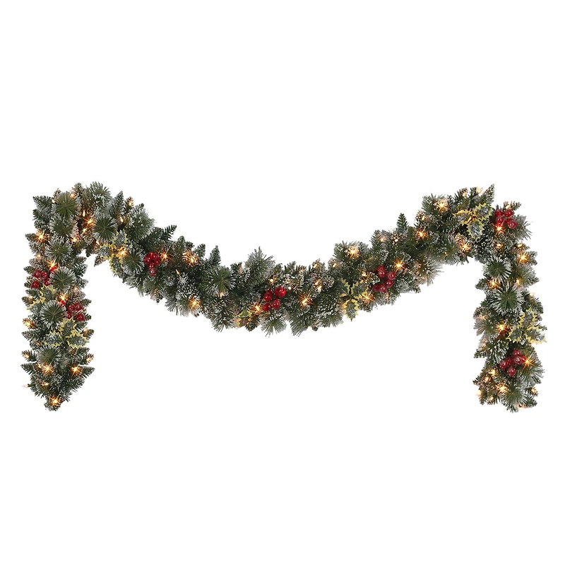9ft. Pre-Lit Snowy Silverton Pine Garland
