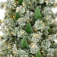 7.5ft. Pre-Lit Snowy Bottle Brush Slim Artificial Christmas Tree, Clear Lights