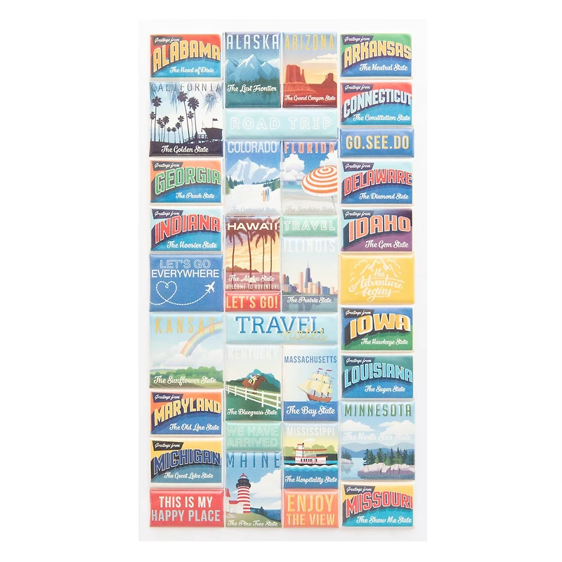 12 Pack: State Travel Photo Puffy Stickers by Recollections™