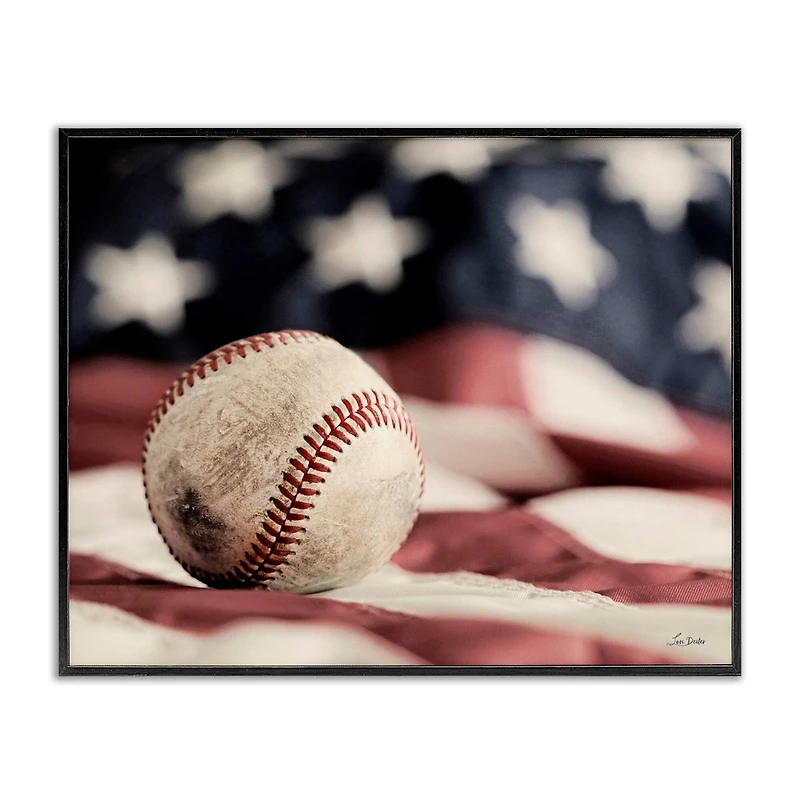 Stupell Industries Baseball & American Flag Framed Giclee Art
