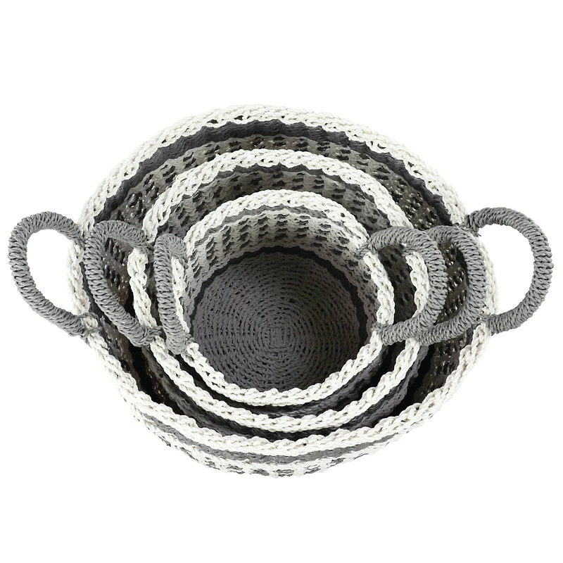 Gray Plastic Eclectic Storage Basket Set