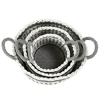 Gray Plastic Eclectic Storage Basket Set