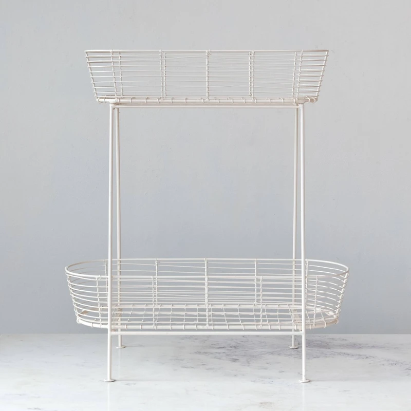 Serenity Metal Wire Plant Stand, Cream