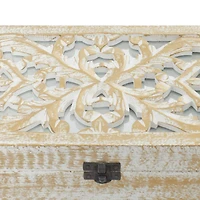 Distressed White Wooden Filigree Decorative Box Set