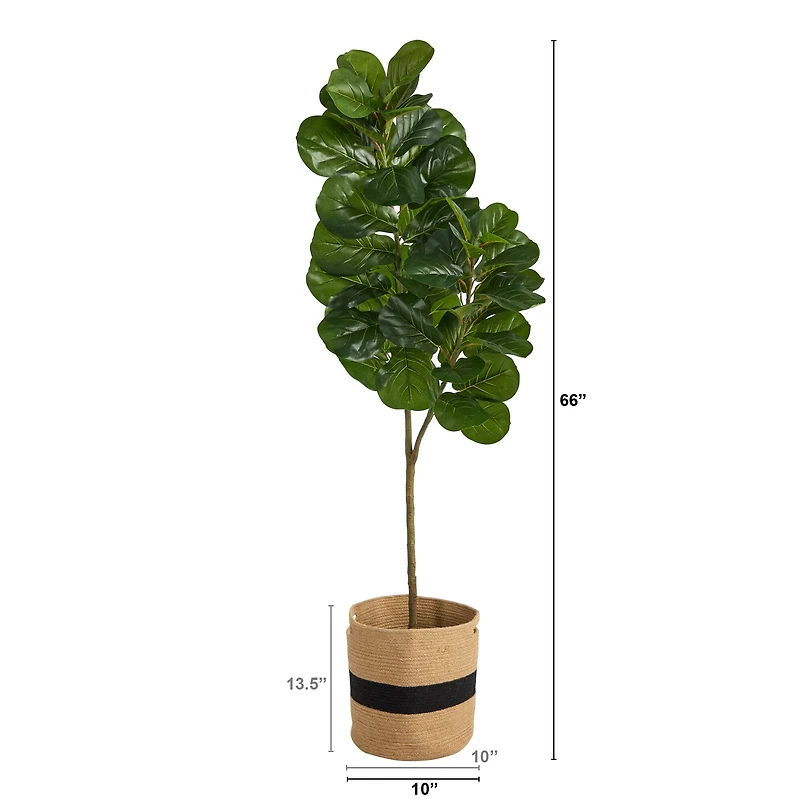 5.5ft. Fiddle Leaf Fig Artificial Tree in Handmade Natural Cotton Planter