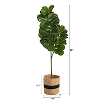 5.5ft. Fiddle Leaf Fig Artificial Tree in Handmade Natural Cotton Planter