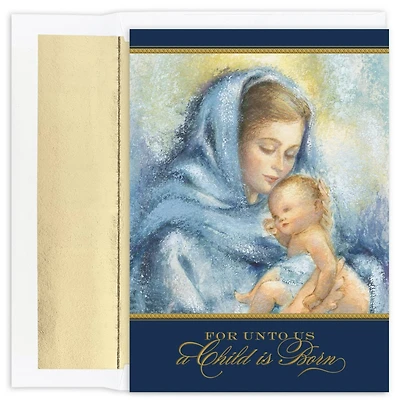 JAM Paper Madonna A Child Is Born Christmas Cards & Envelopes Set