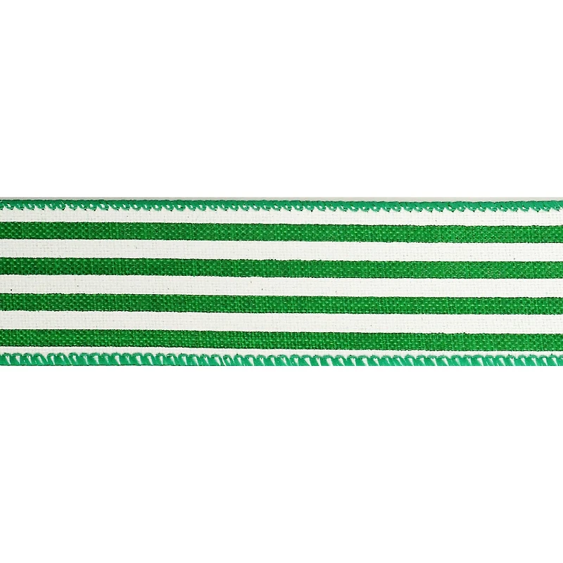 1.5" x 30ft. Stripe Faux Linen Wired Ribbon by Celebrate It™ Décor