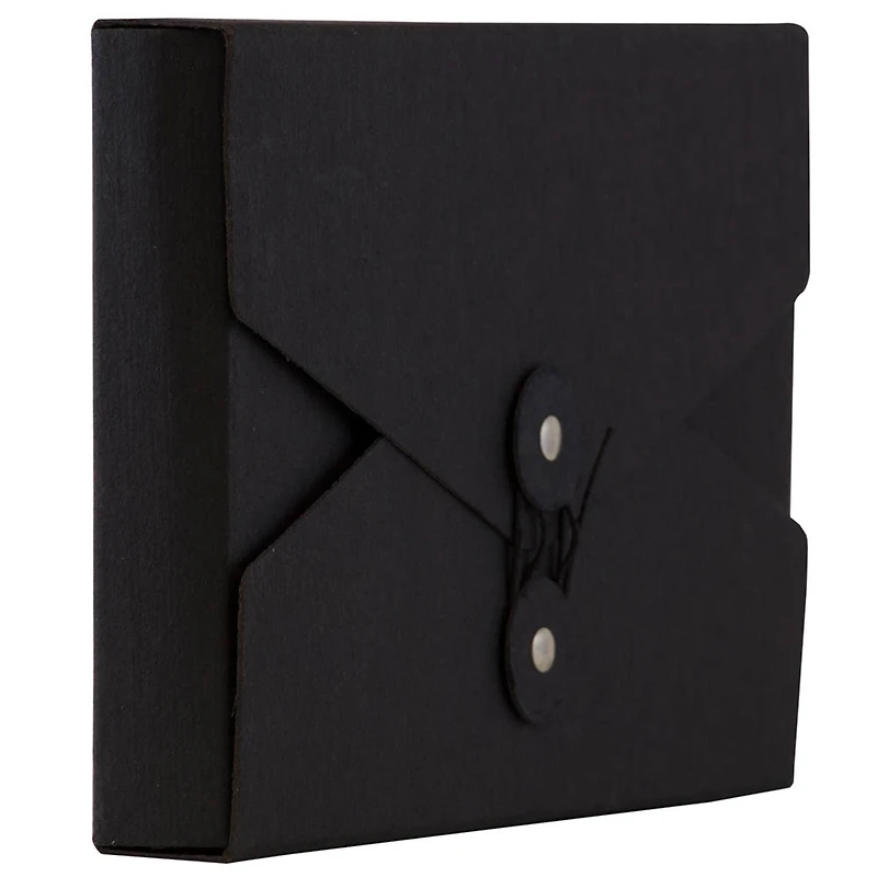 JAM Paper Black Kraft Portfolio with Button and String Tie Closure 5.5" x 8.5"