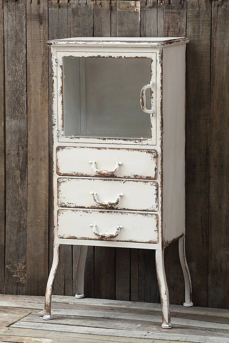 Hello Honey® Antique White Rustic Farmhouse Storage Cabinet