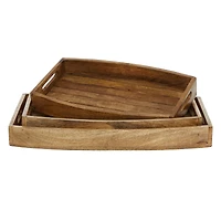 Rustic Brown Mango Wood Rustic Tray Set