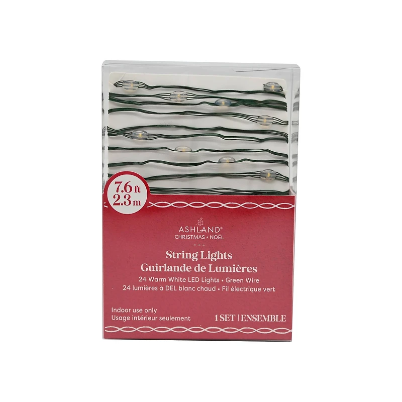 24ct. Warm White LED Bead String Lights on Green Wire by Ashland®