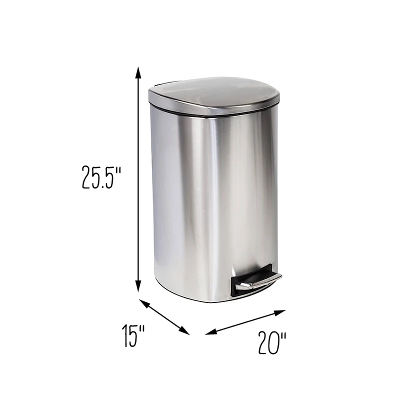 Honey Can Do 50L Soft-Close Stainless Steel Step Trash Can with Lid