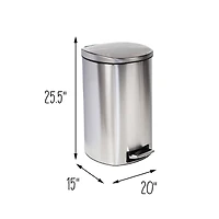 Honey Can Do 50L Soft-Close Stainless Steel Step Trash Can with Lid