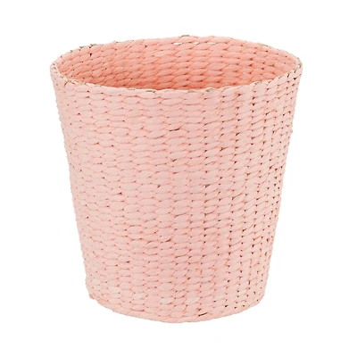 Household Essentials Pink Woven Paper Rope Waste Basket