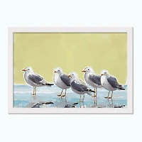 Sunny Seagulls 20" x 30" White Framed Print Under Plexiglass