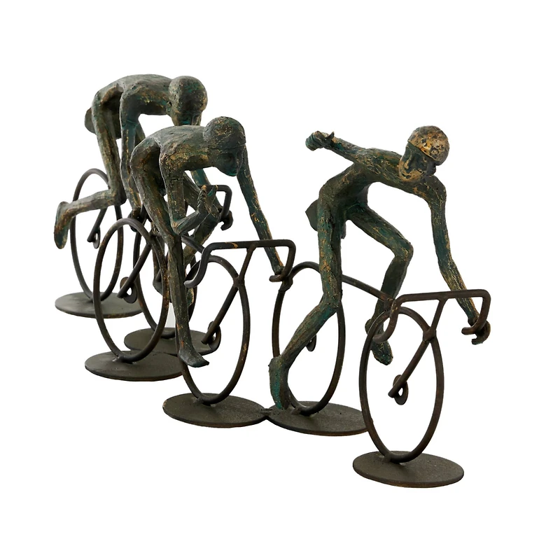 20" Bronze Polystone Cyclists Sculpture