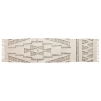 Hello Honey® Green & Cream Cotton & Wool Kilim Floor Runner, 8ft. x 2ft.