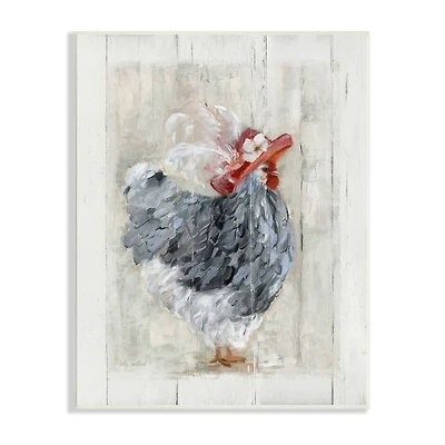 Stupell Industries Farm Chicken in Traditional Brim Hat Chic Bird Wall Plaque