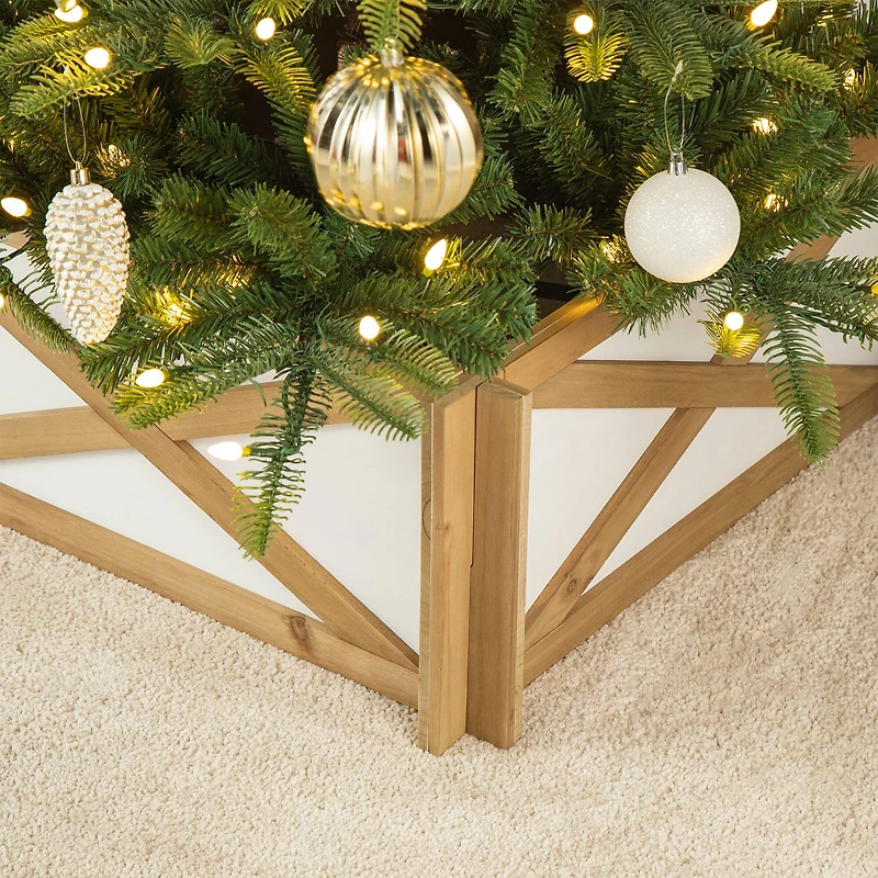 Glitzhome® Natural & White Wood Tree Collar