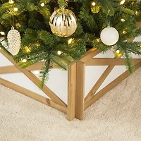 Glitzhome® Natural & White Wood Tree Collar