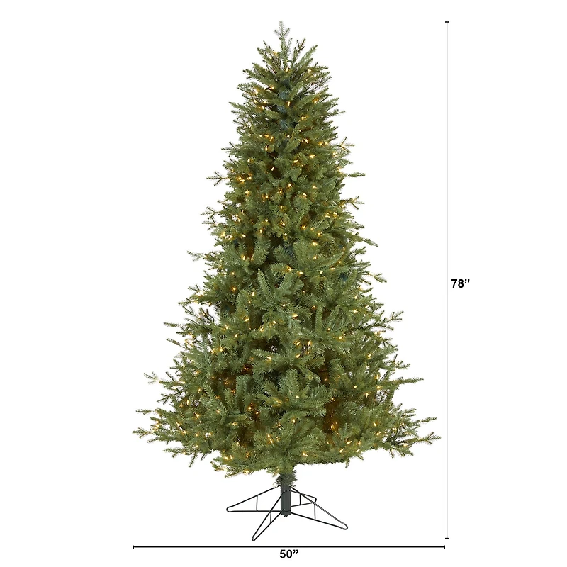 6.5ft. Pre-Lit New Hampshire Spruce Artificial Christmas Tree, Warm White LED Lights