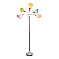 Simple Designs™ 5.6ft. 5-Light Gooseneck Silver Floor Lamp