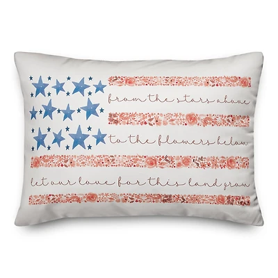 Floral Stars & Stripes Accent Pillow